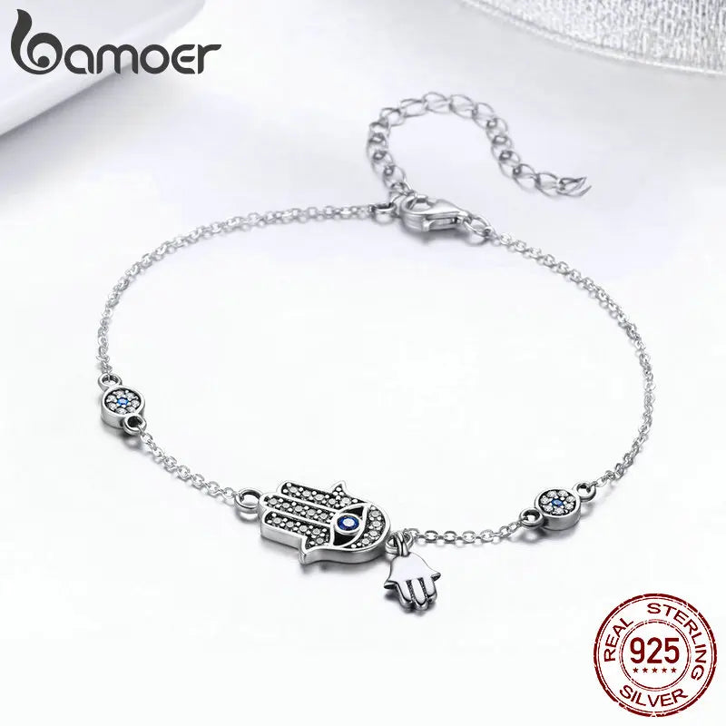 BAMOER 925 Sterling Silver Fatima Hand Lucky
