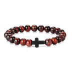 Prayer Men Natural Stone Wood Beads Rosary Hematite Cross Bracelets Onyx Meditation Bracelet Women Yoga Jewelry Homme Pulsera