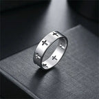 Cross Hollow Out Women Stainless Steel Rings